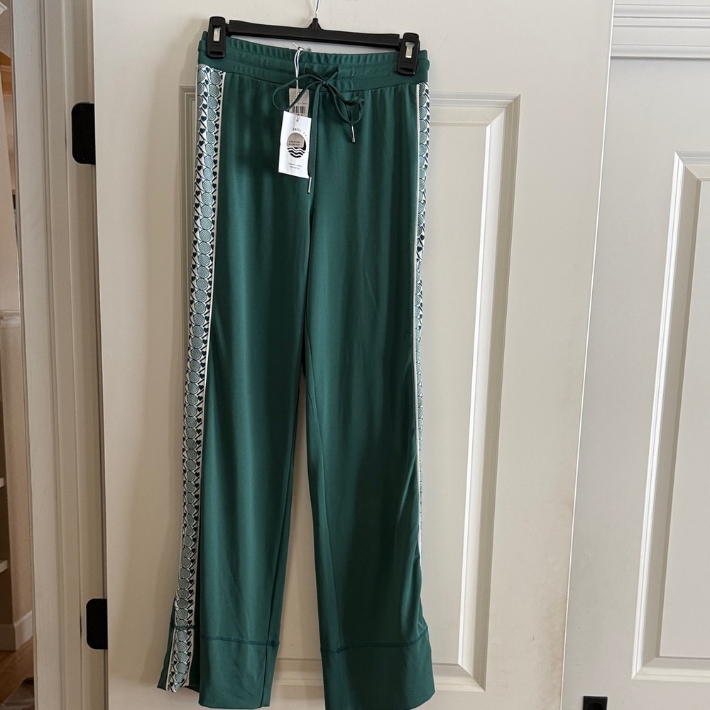NWT Anthropologie Daily Practice Sport Club Knit Pants, Green/white, Sz S.